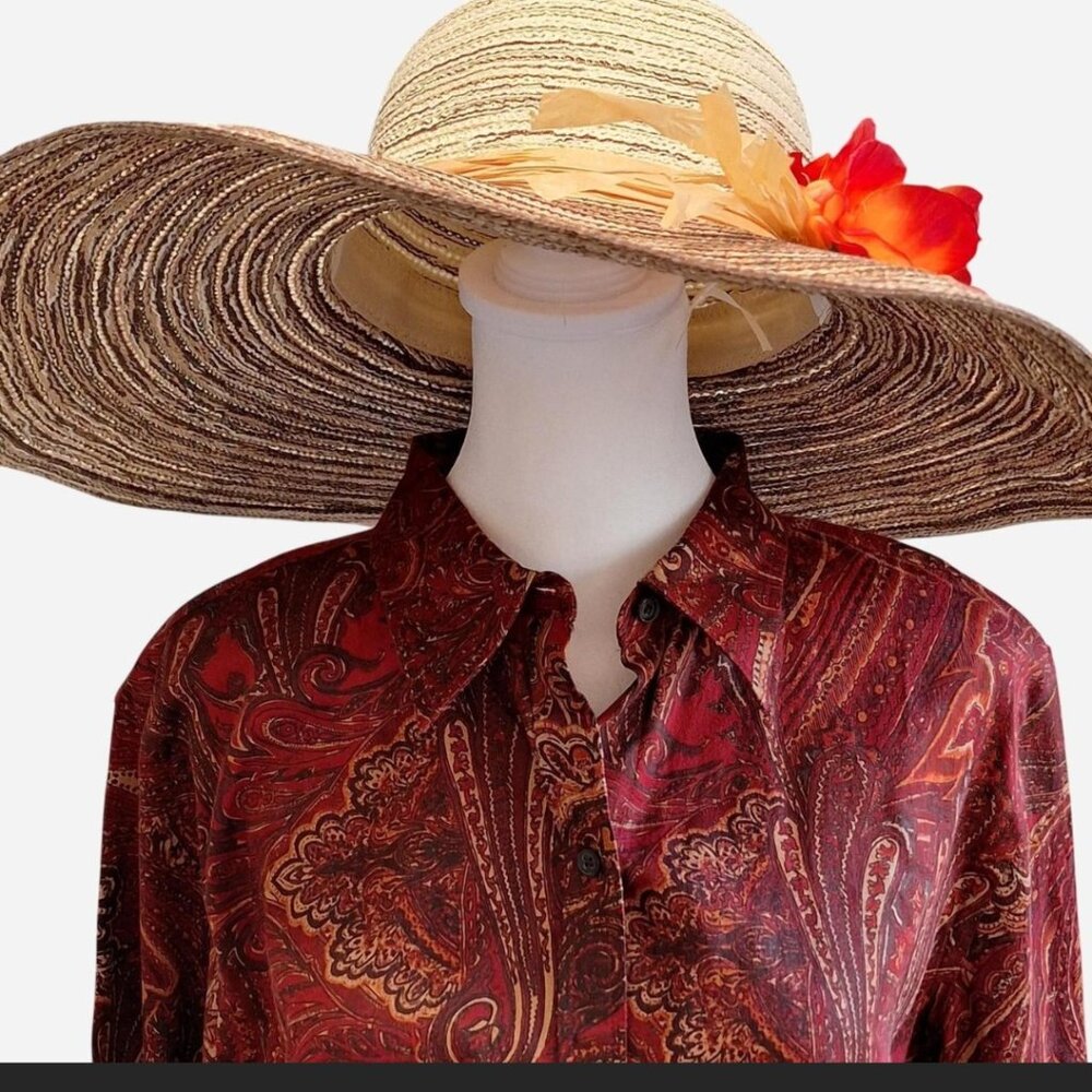 Chaps, paisley blouse in fall colors, size extra large - Picture 3 of 5